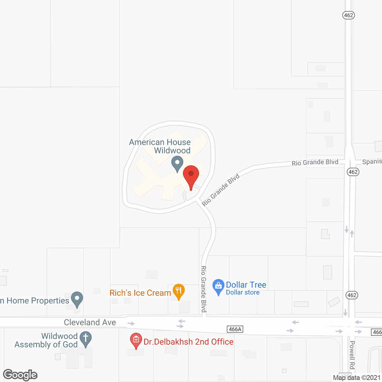 American House Wildwood in google map