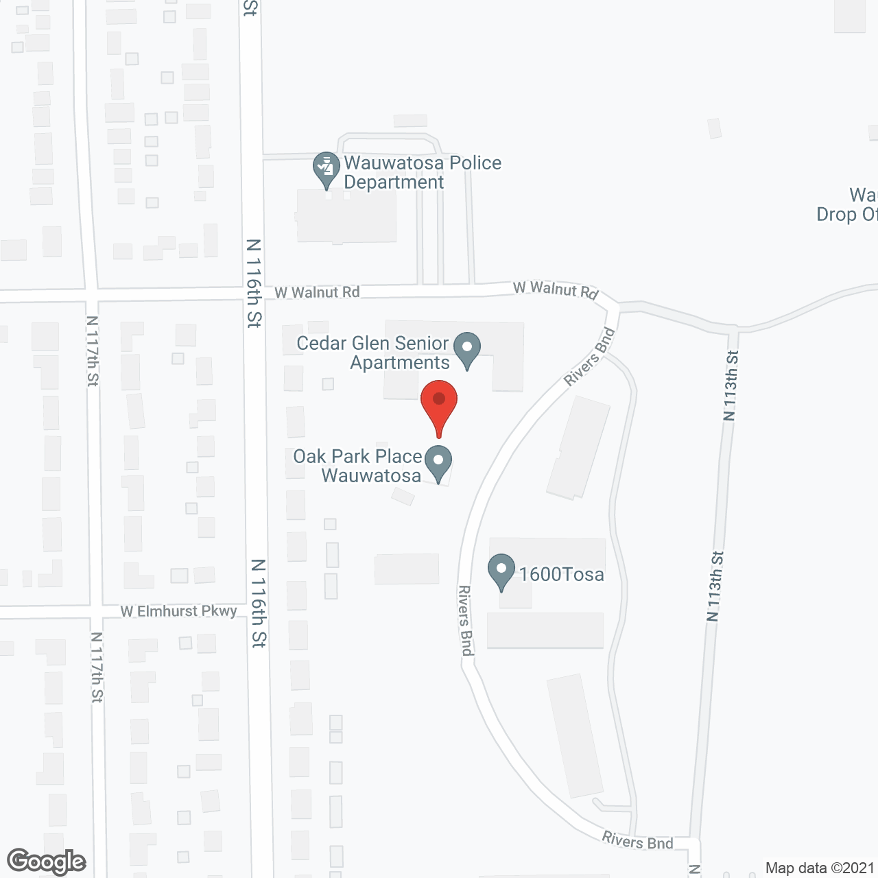 Oak Park Place Wauwatosa in google map