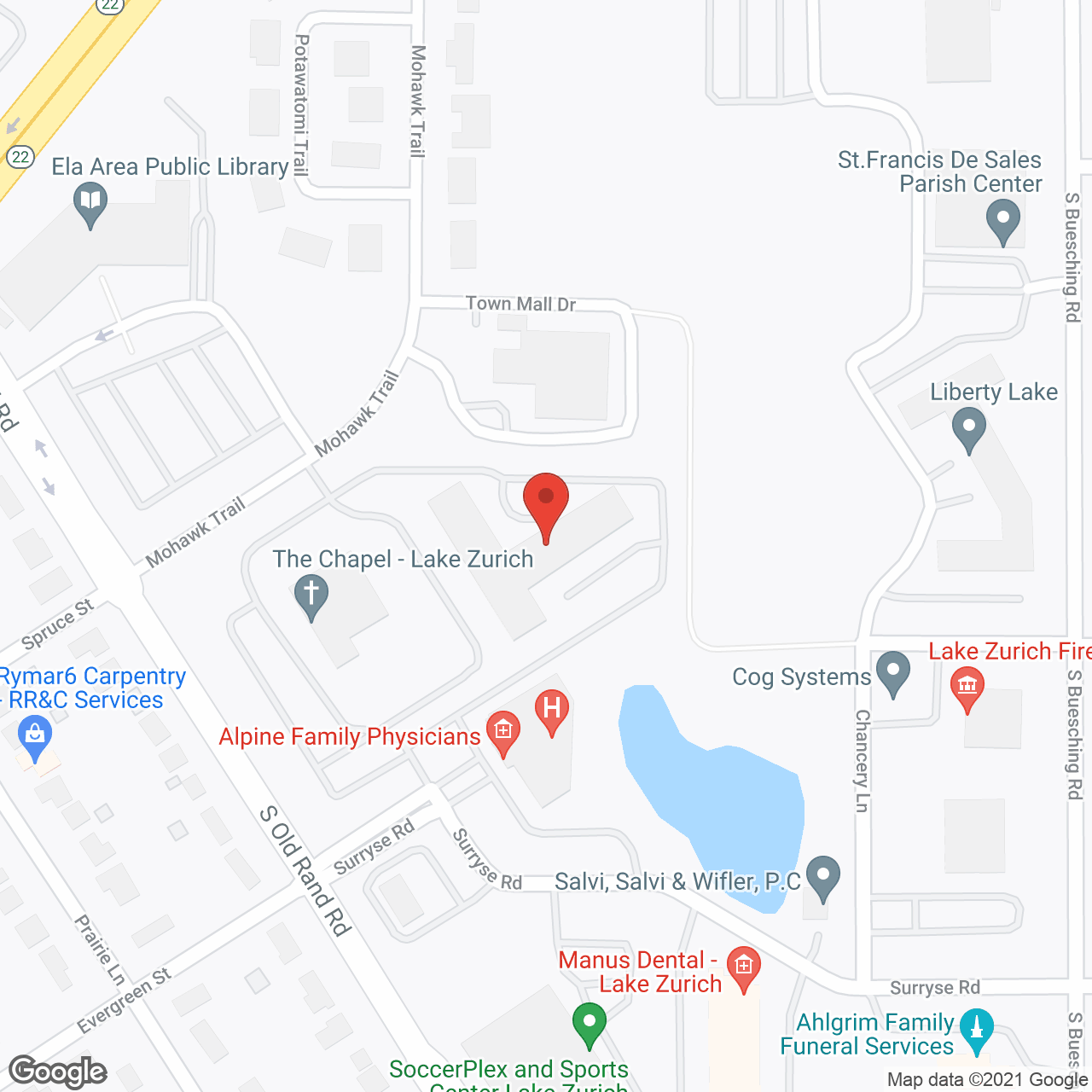 Zurich Meadows in google map