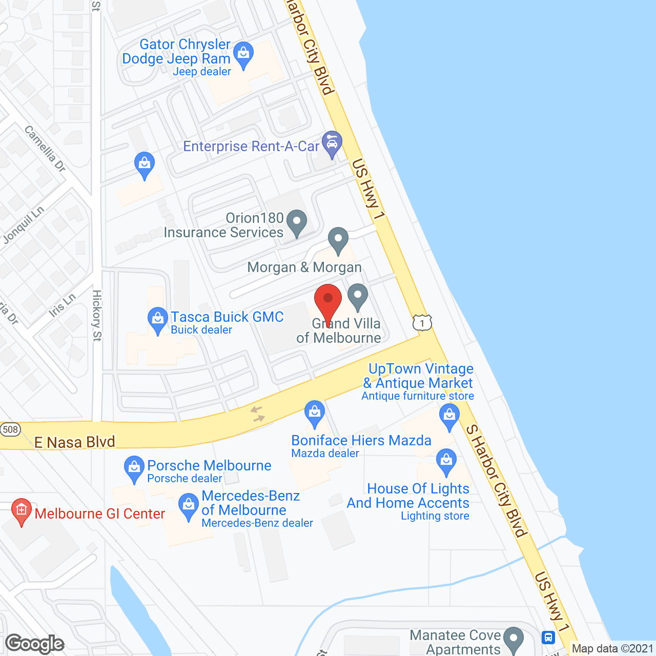 Harborside at Melbourne in google map