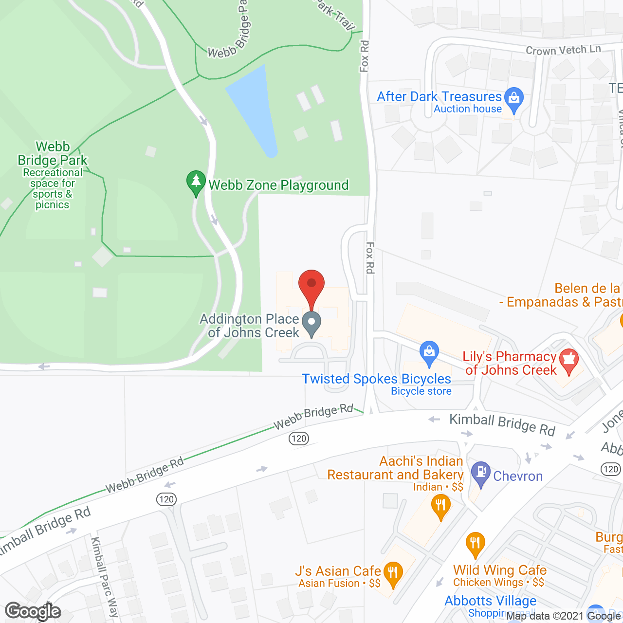 Addington Place of John’s Creek in google map