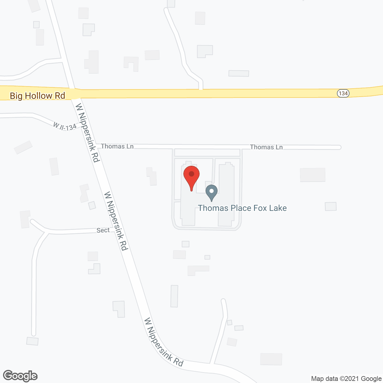 Thomas Place at Fox Lake in google map