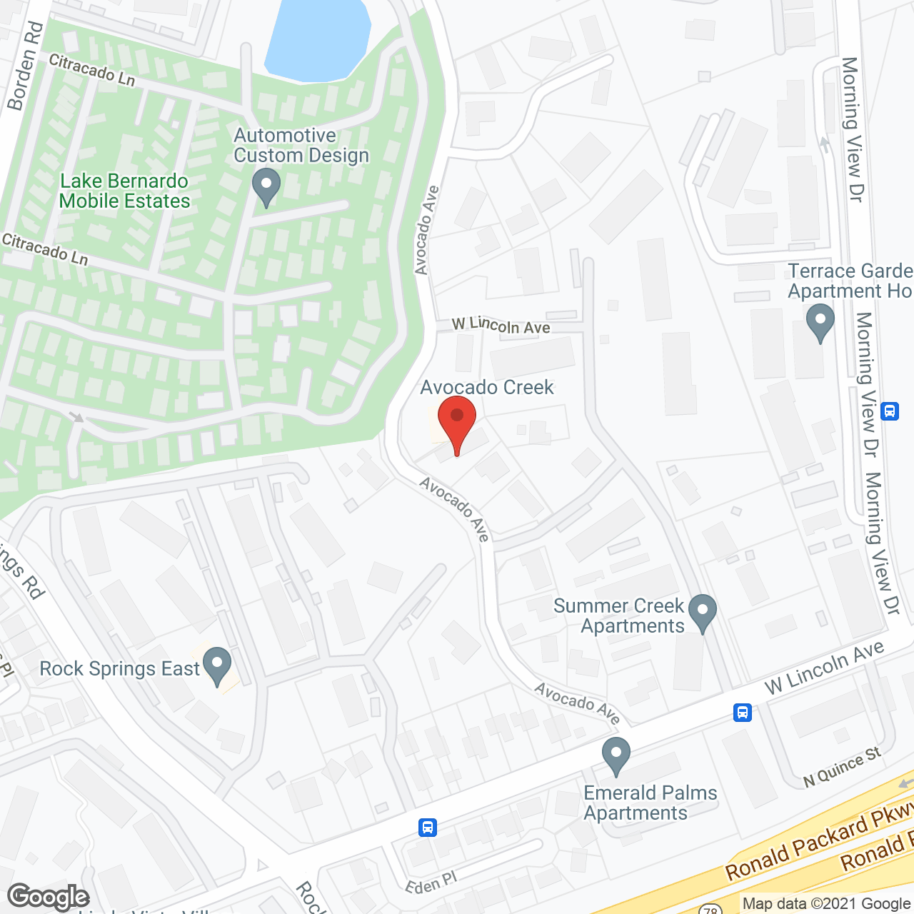 Avocado Creek in google map
