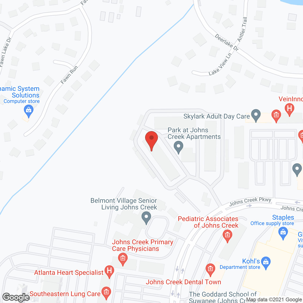 Park at Johns Creek in google map