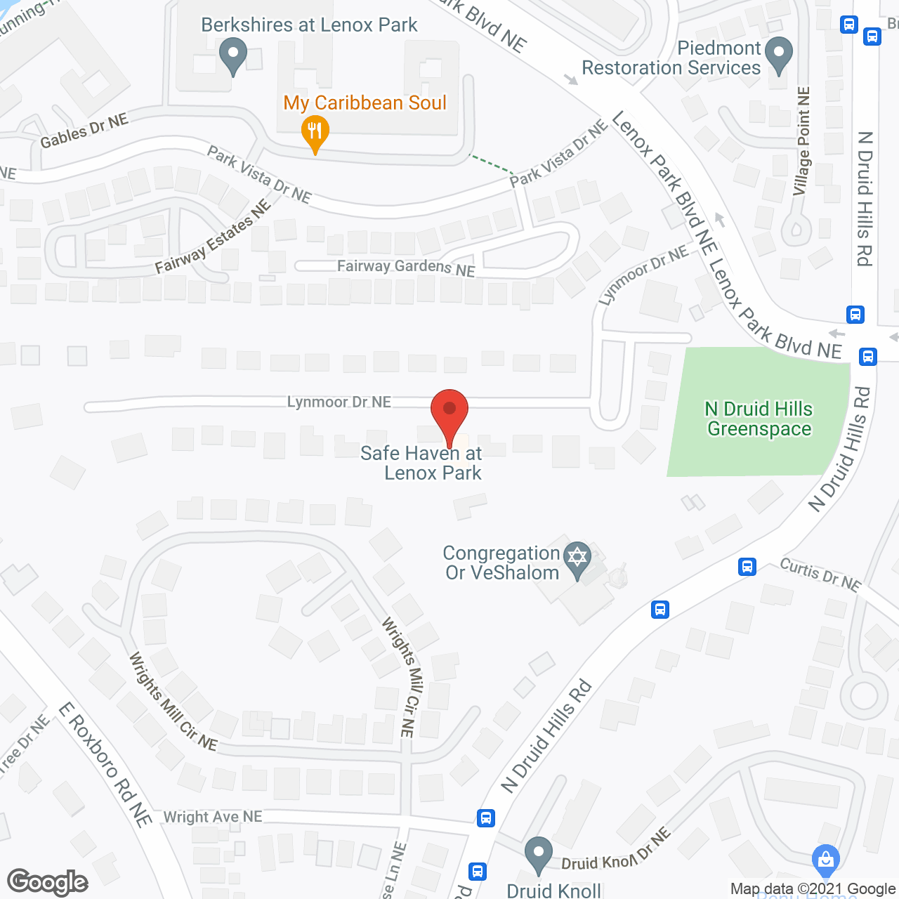 Safe Haven at Lenox Park in google map