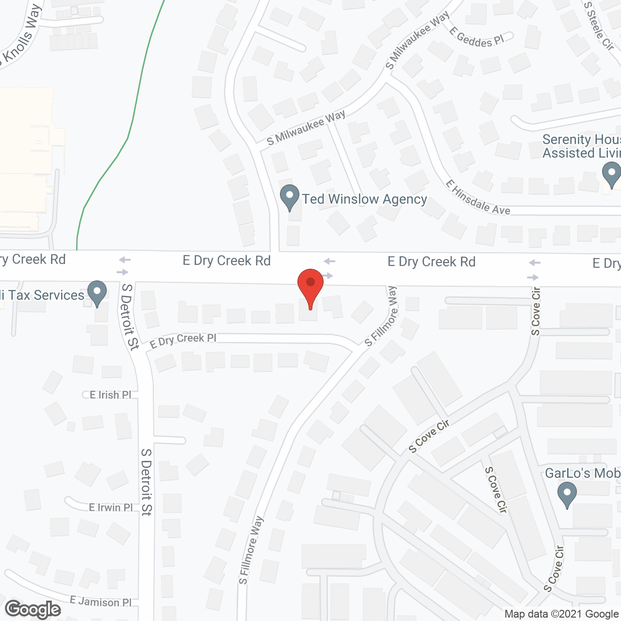 Serenity House Assisted Living Centennial in google map