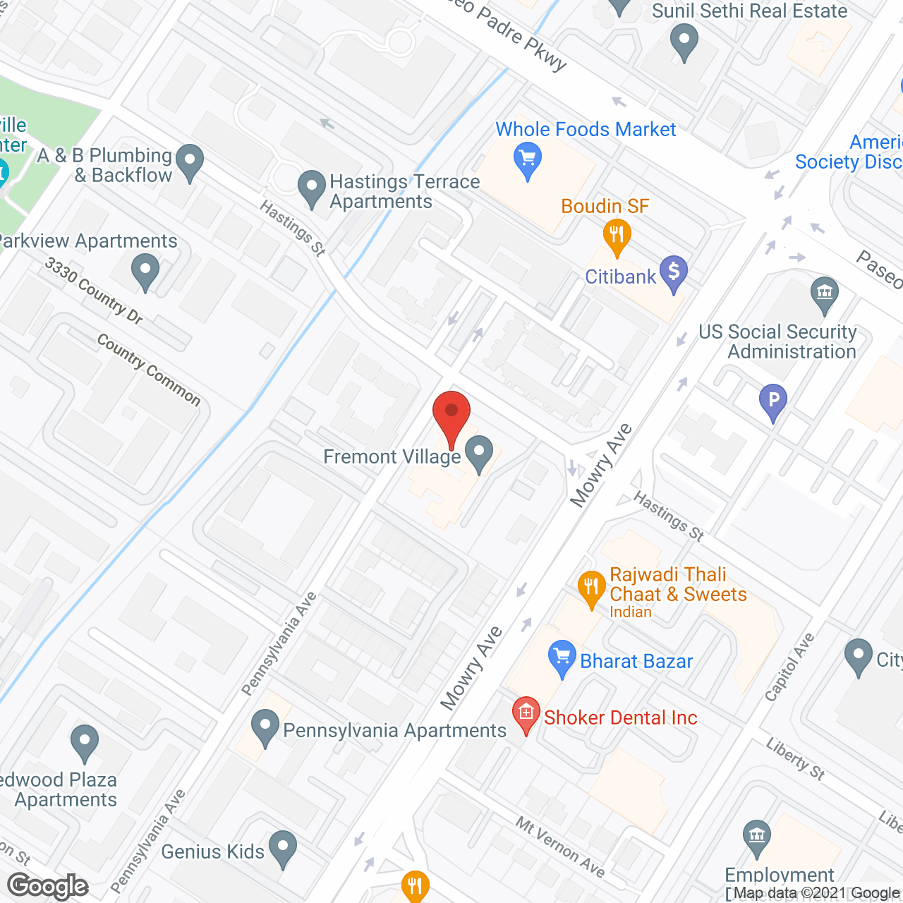 Fremont Village in google map