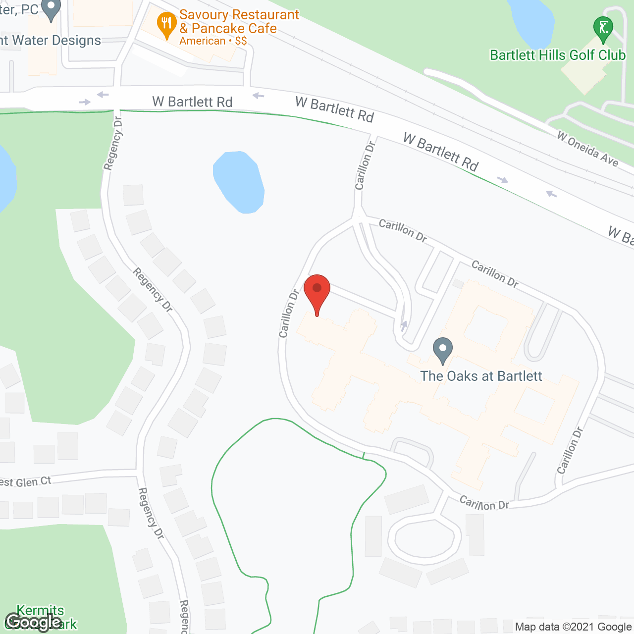 The Oaks at Bartlett,  a CCRC in google map