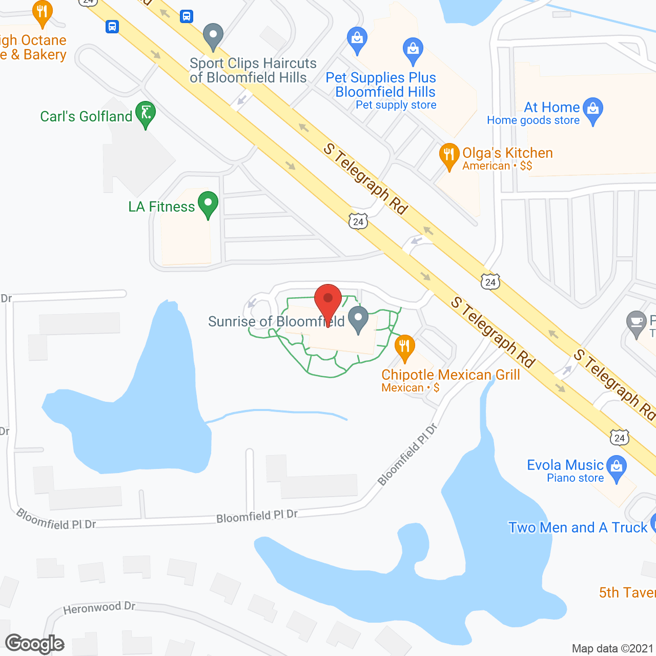 Sunrise of Bloomfield in google map