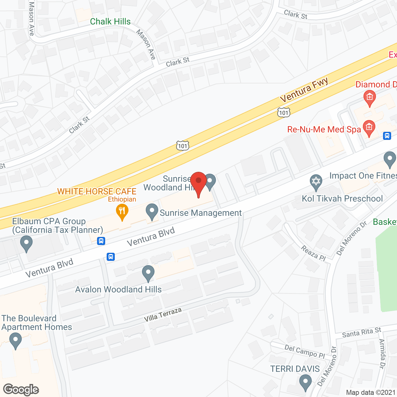 Sunrise of Woodland Hills in google map