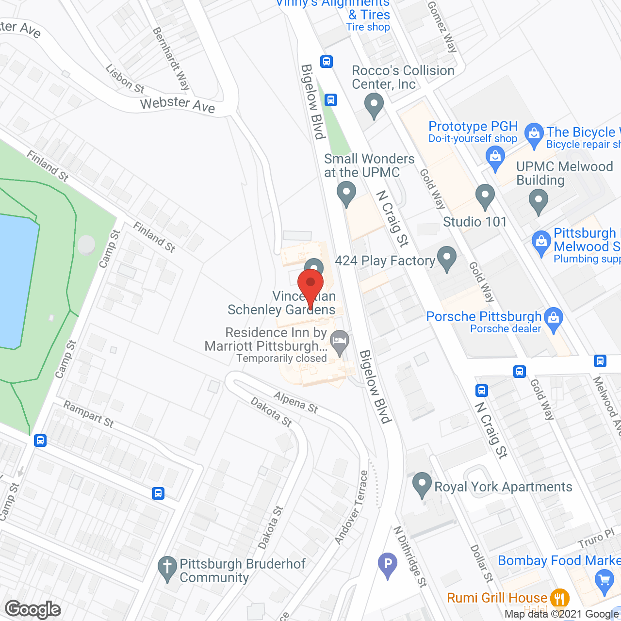 Schenley Gardens in google map