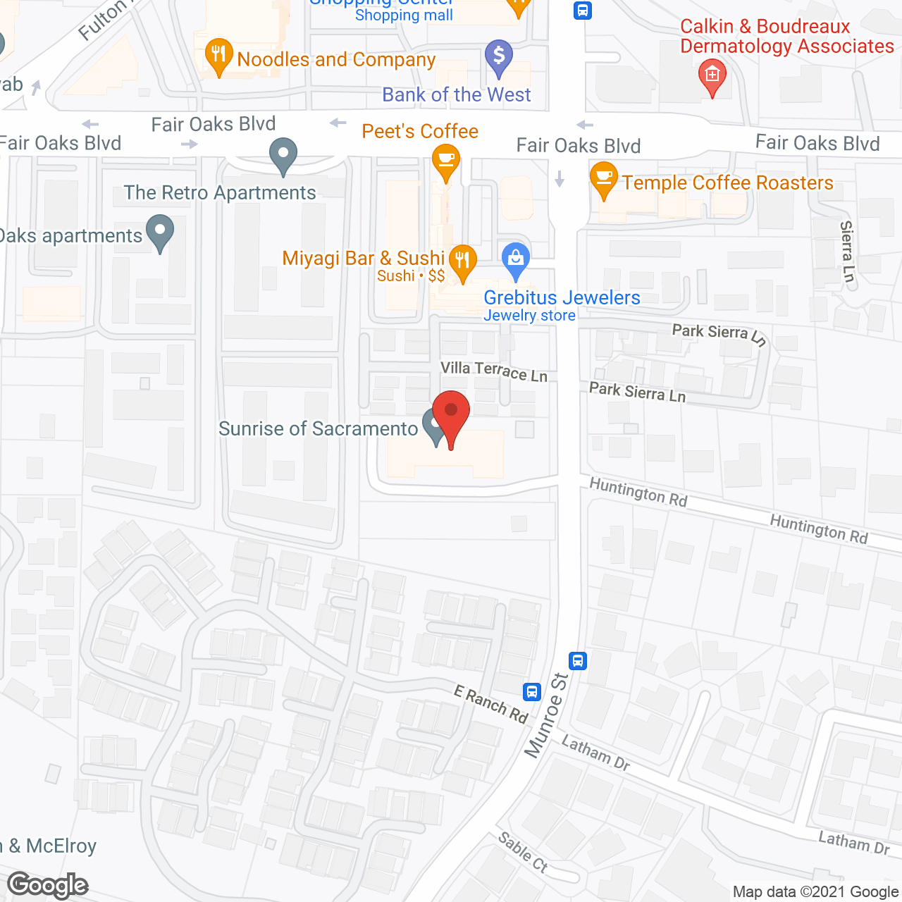 Sunrise of Sacramento in google map