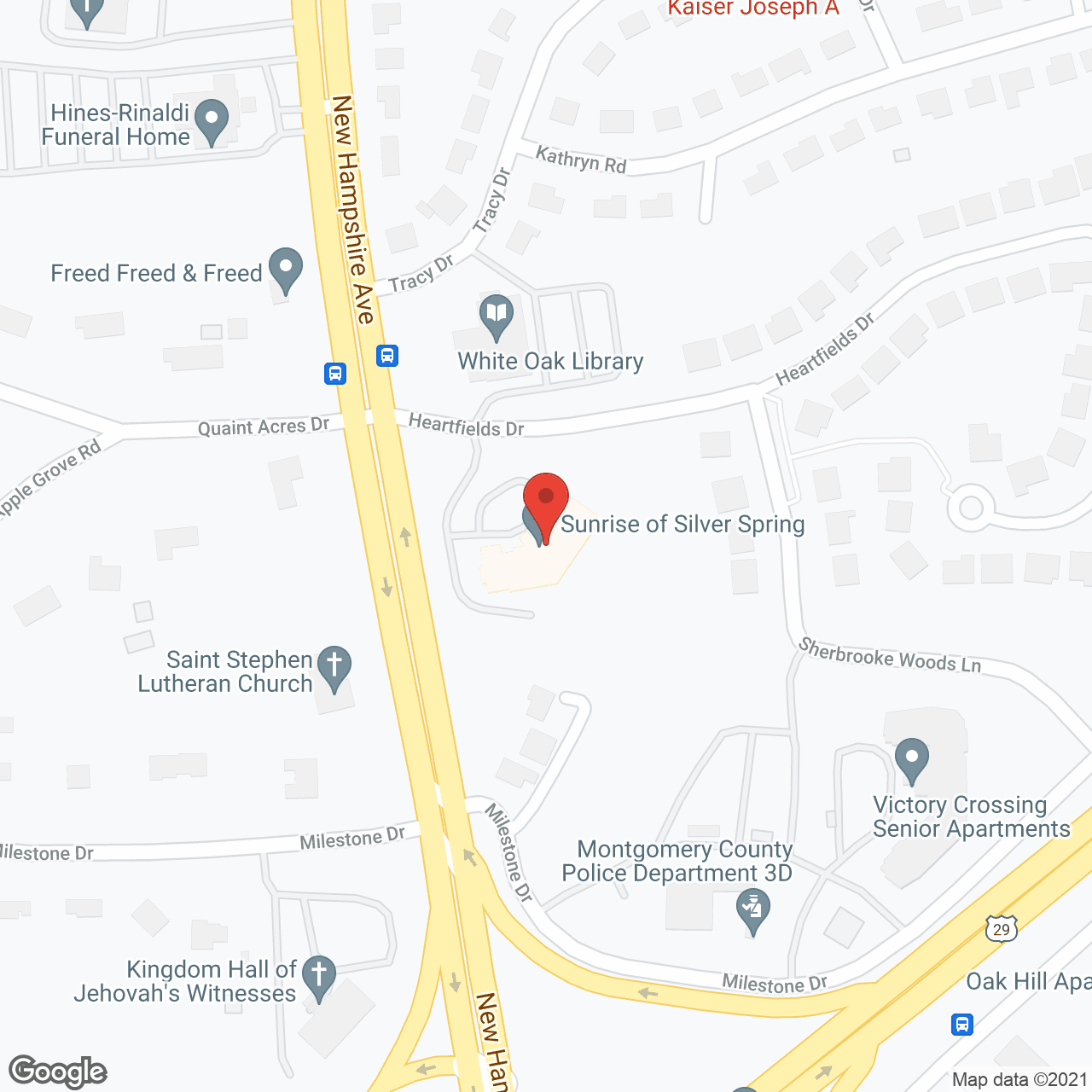 Sunrise of Silver Spring in google map
