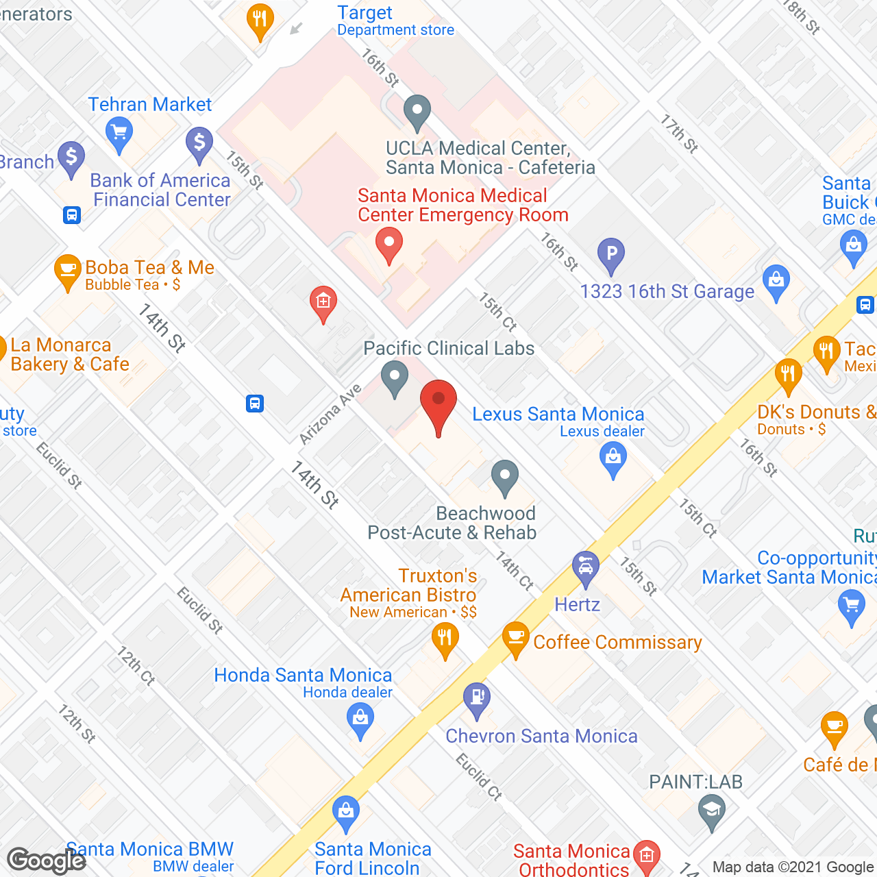 Sunrise of Santa Monica in google map