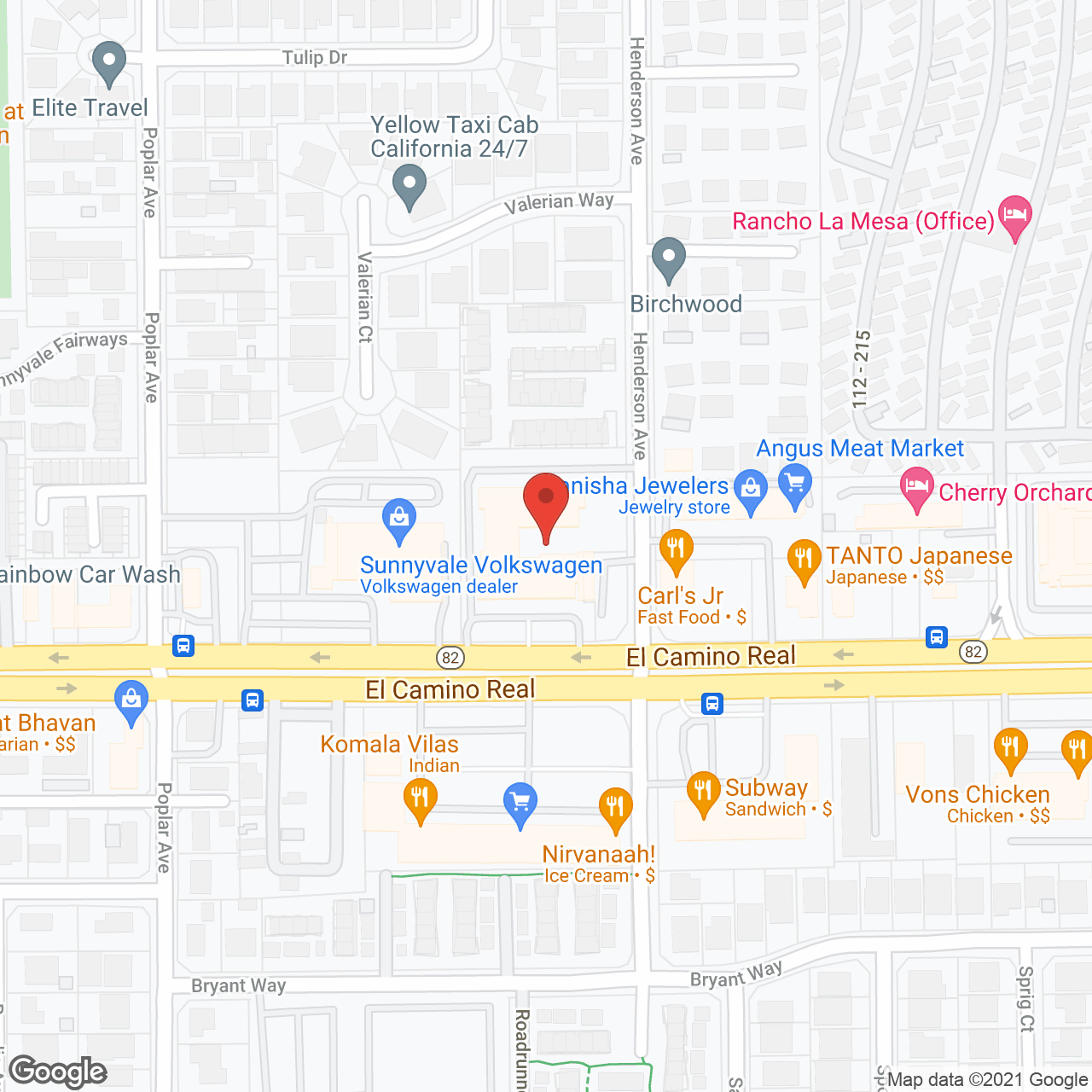 Belmont Village Sunnyvale in google map