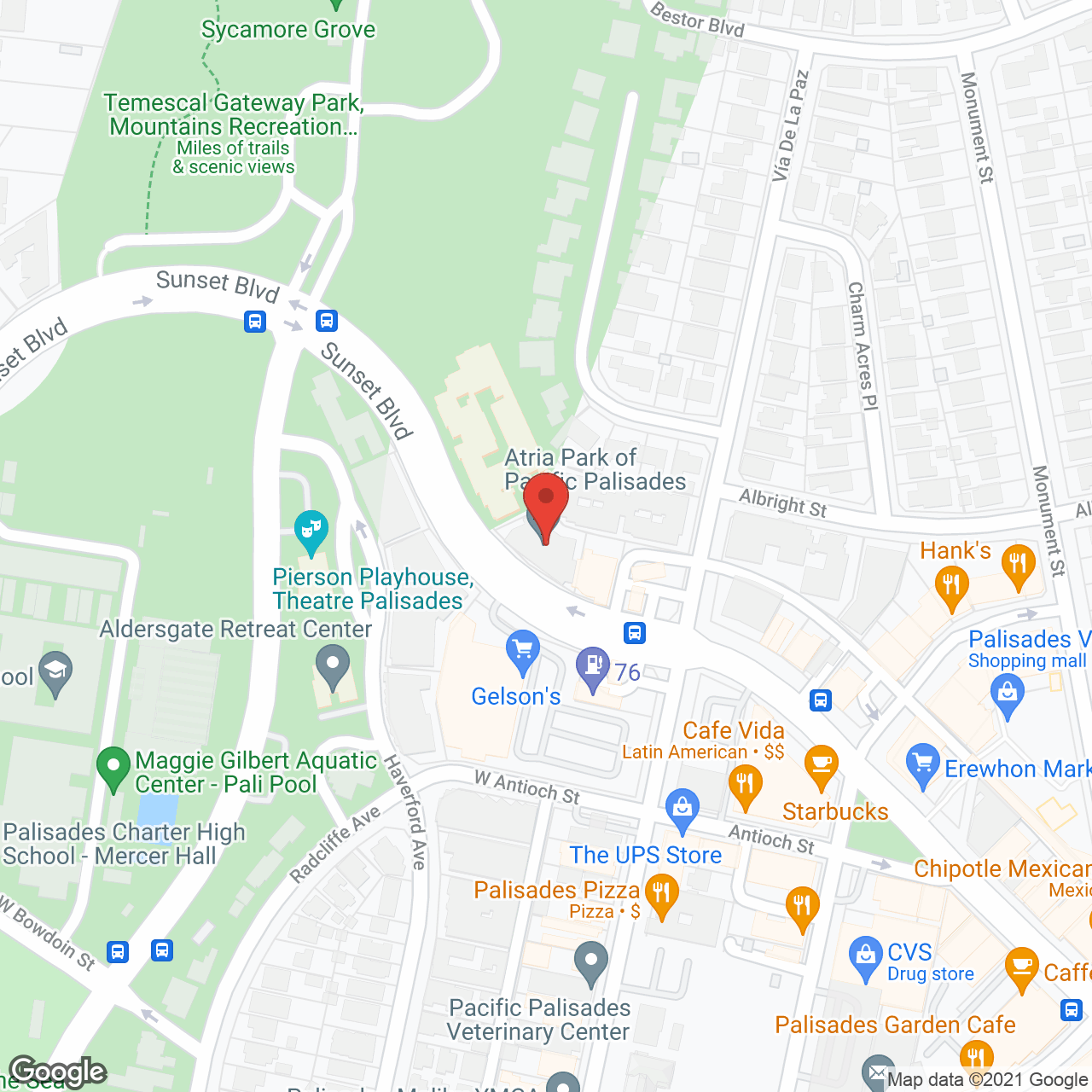Atria Park of Pacific Palisades in google map