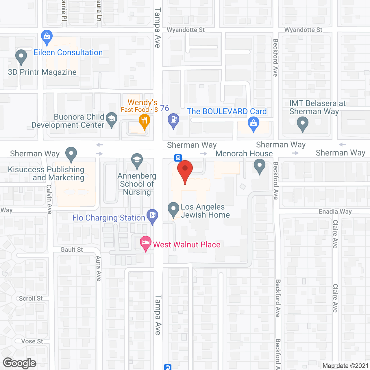 Los Angeles Jewish Home in google map