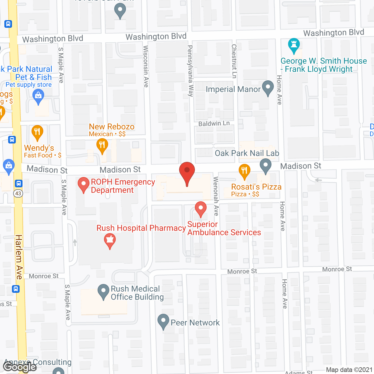 Belmont Village Oak Park in google map