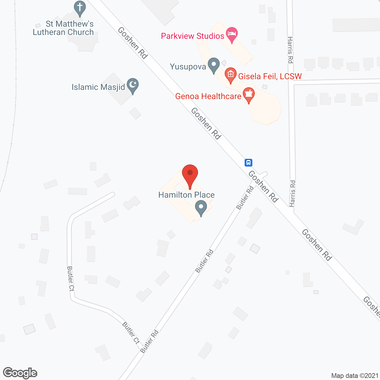 Hamilton Place in google map
