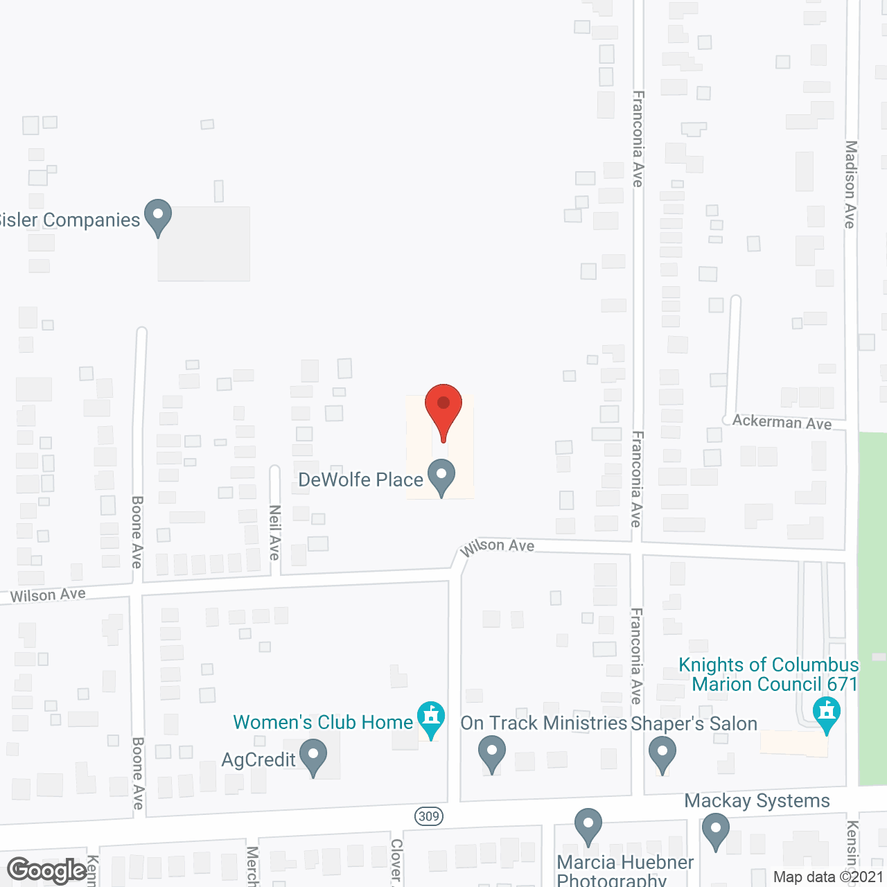 DeWolfe Place in google map
