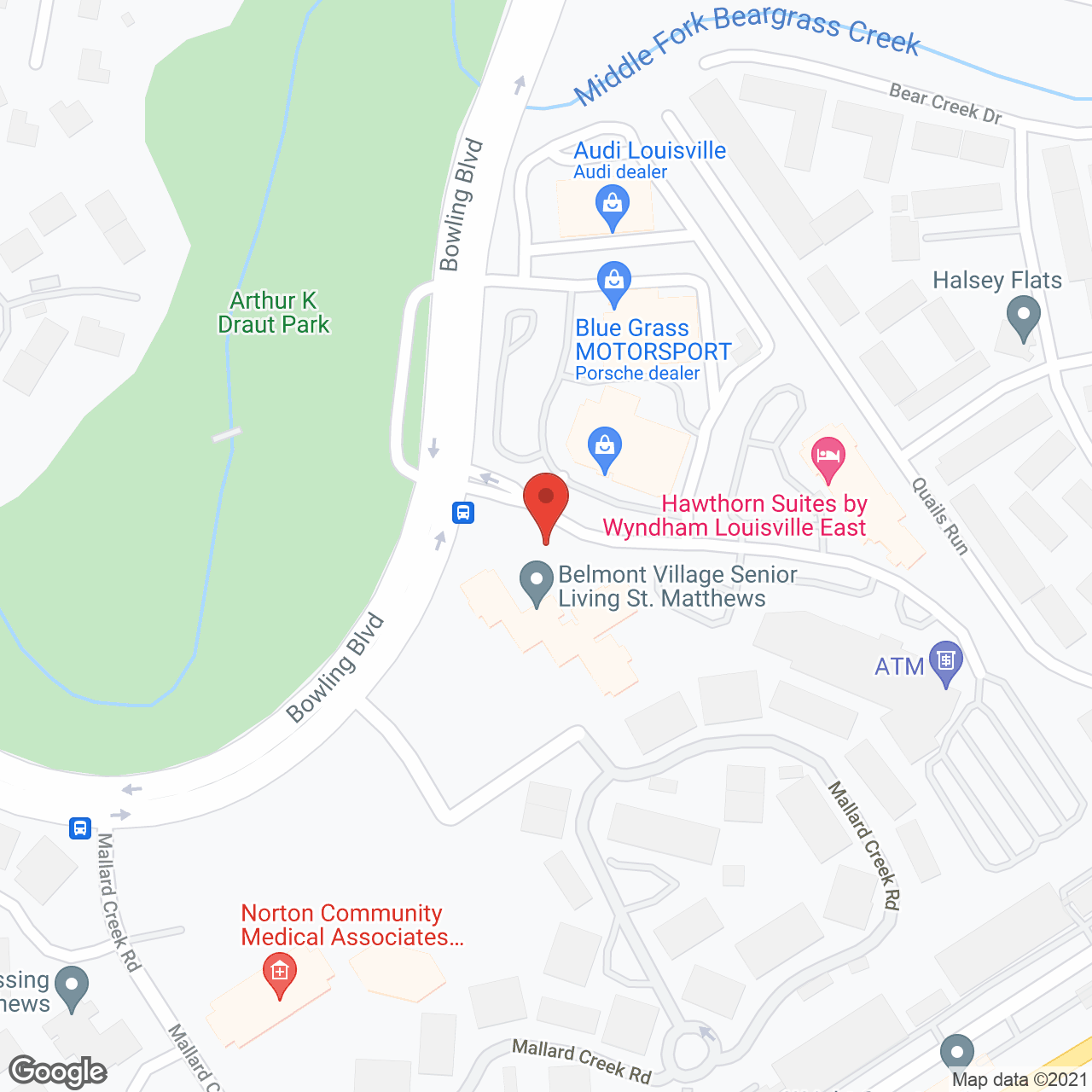 Belmont Village St. Matthews in google map
