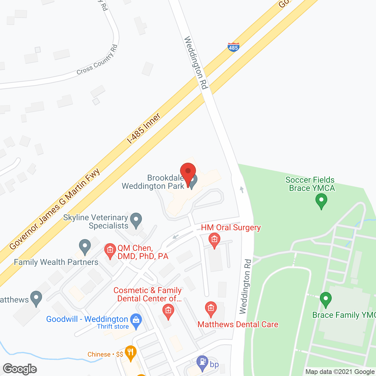 Brookdale Weddington Park in google map