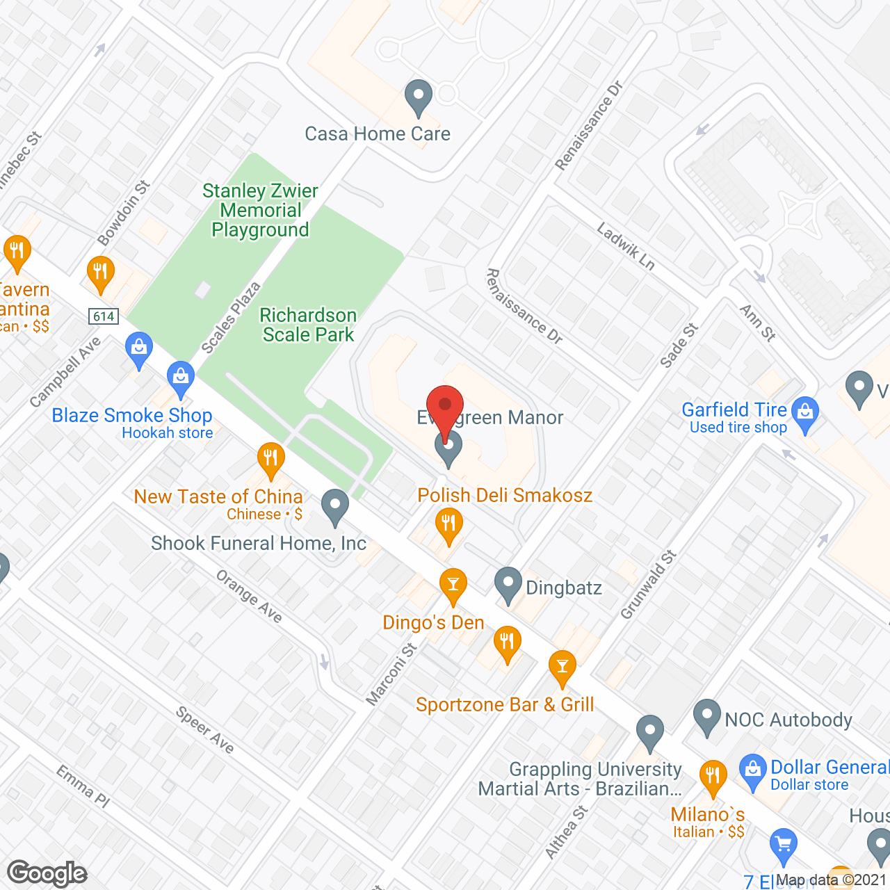 Evergreen Manor in google map