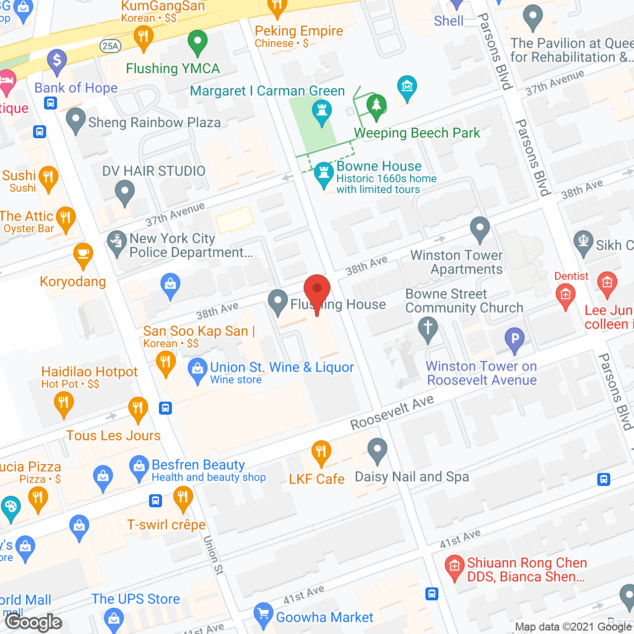 Flushing House in google map