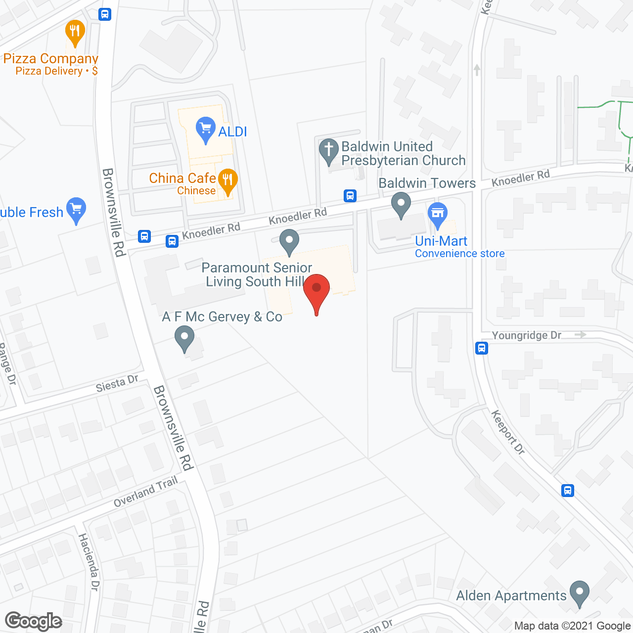Paramount Senior Living at South Hills in google map