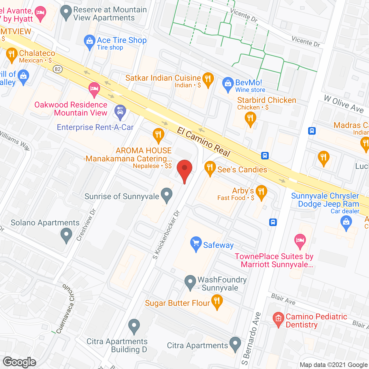 Sunrise of Sunnyvale in google map