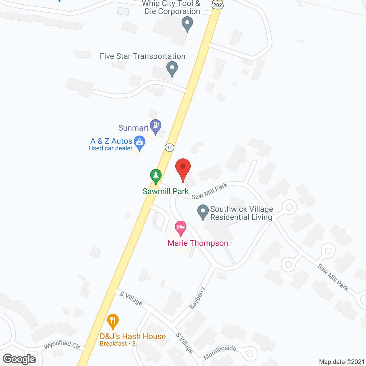 Southwick Village in google map