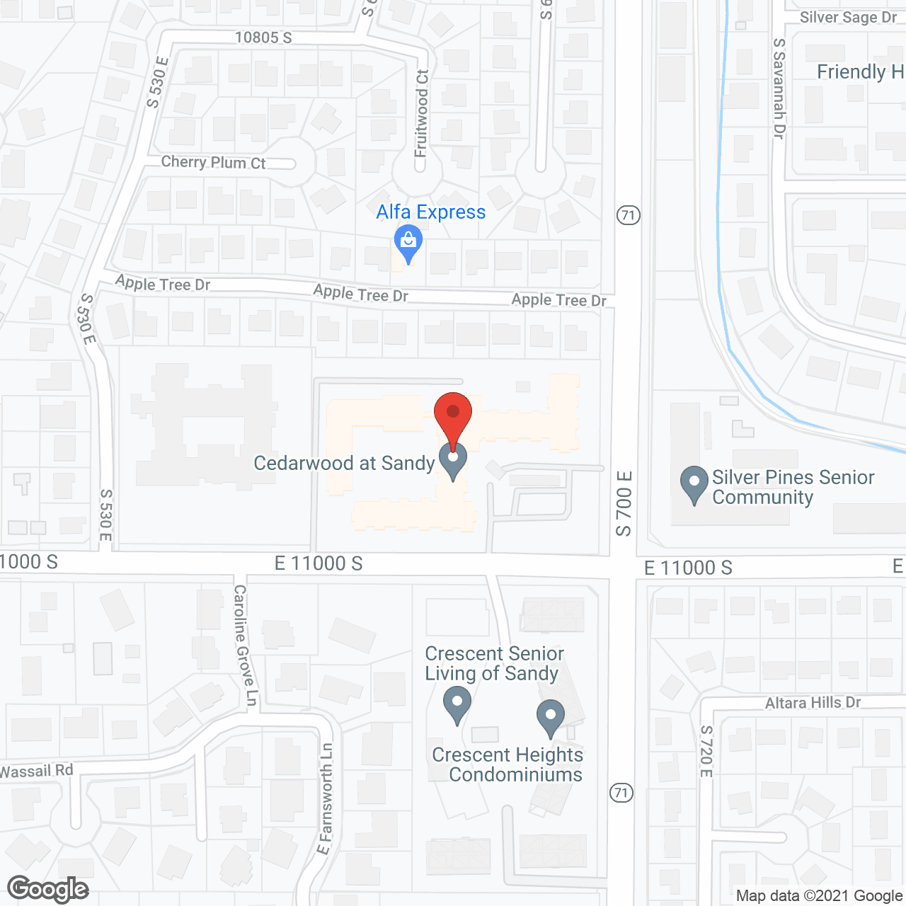Cedarwood at Sandy in google map