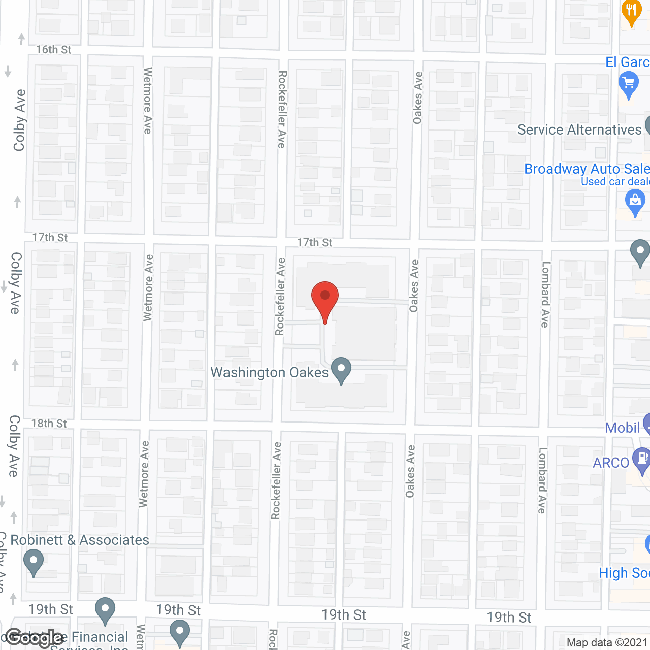 Washington Oakes in google map