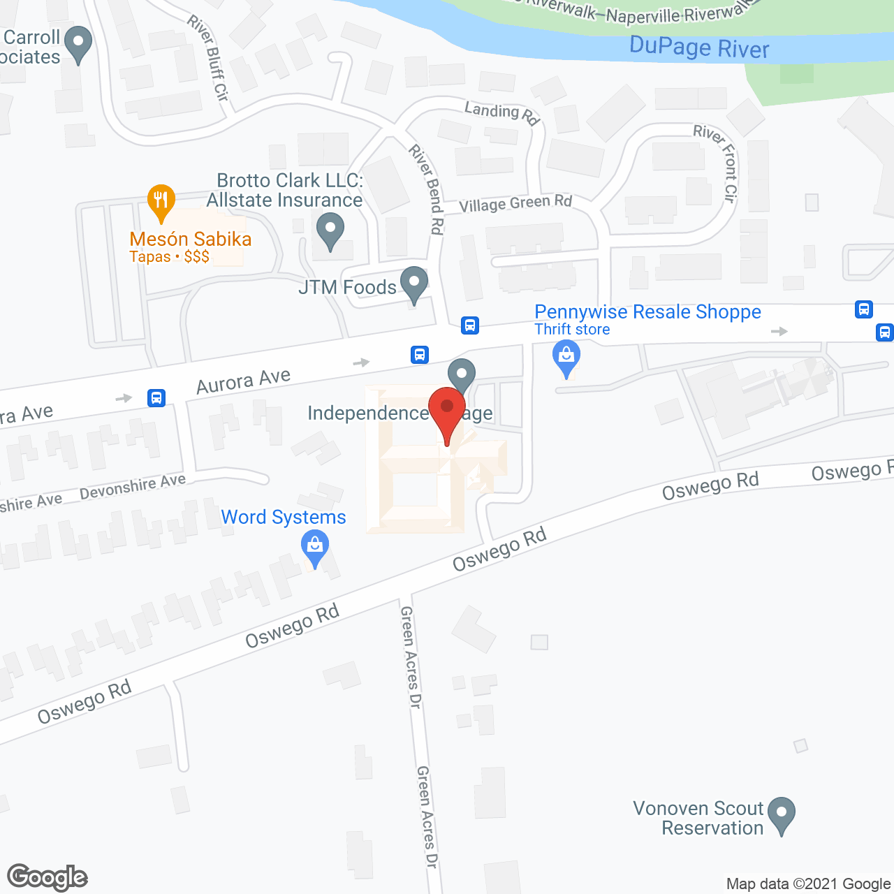 Independence Village Naperville in google map