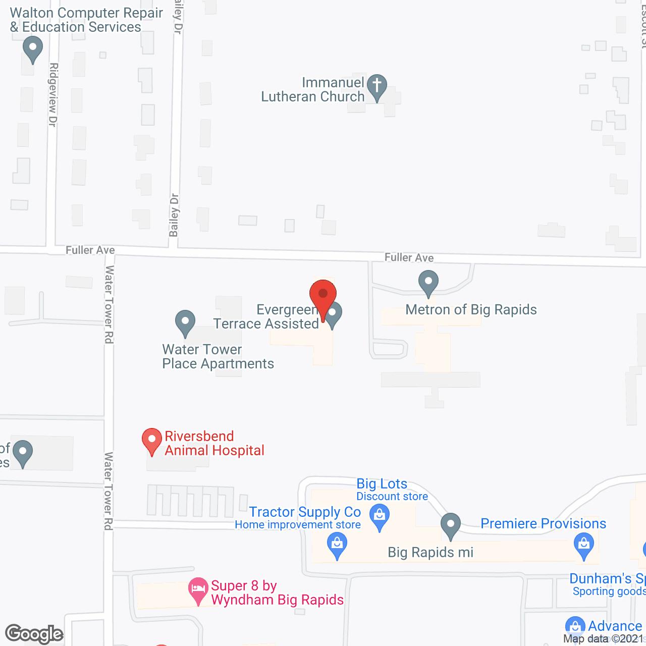 Evergreen Terrace Assisted Living in google map