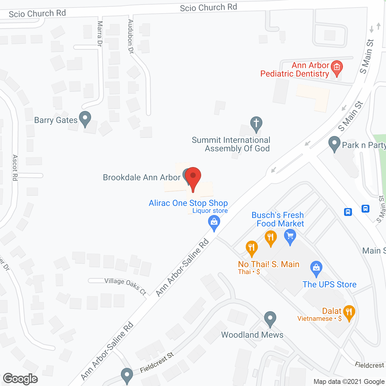 Brookdale Ann Arbor in google map
