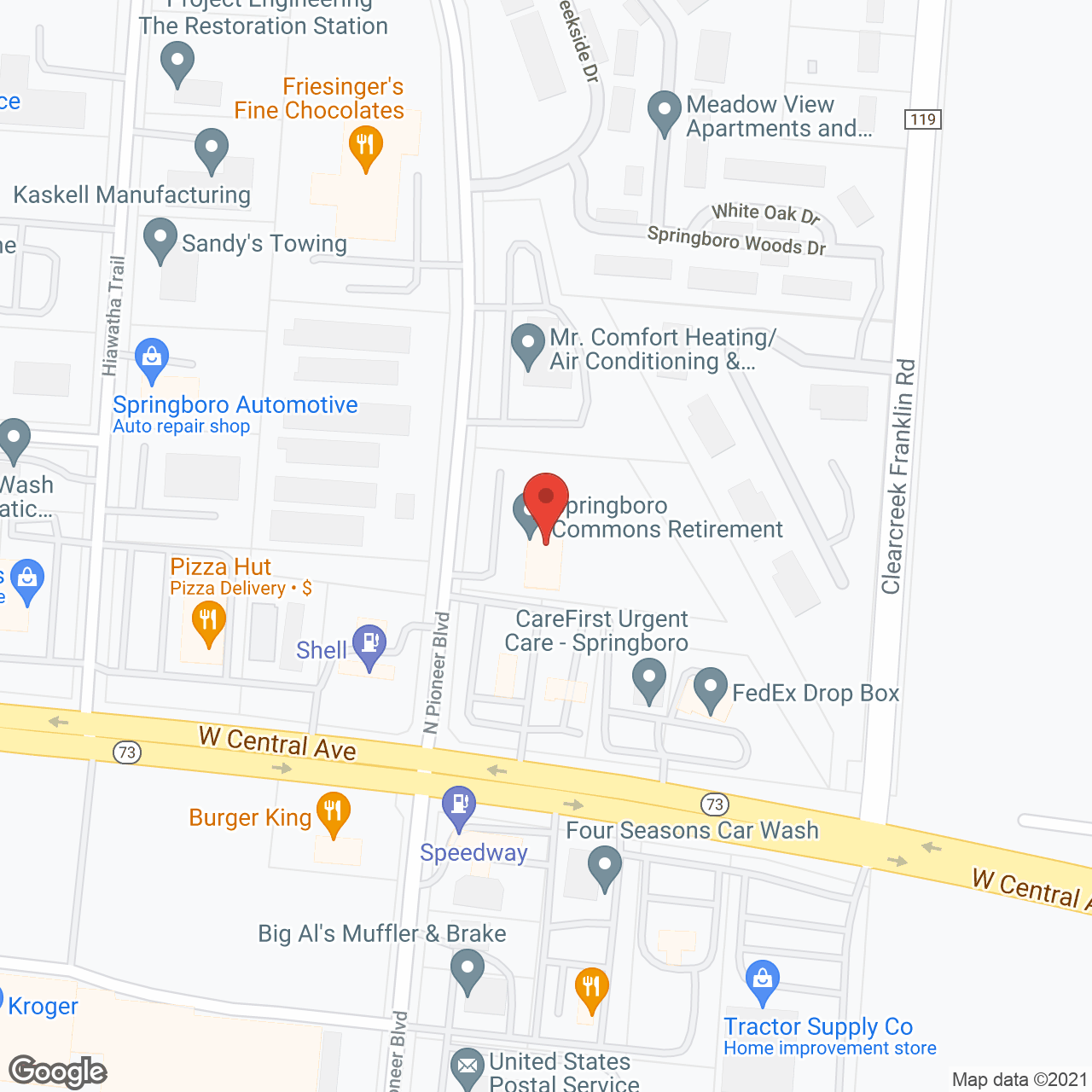 Springboro Commons Retirement in google map