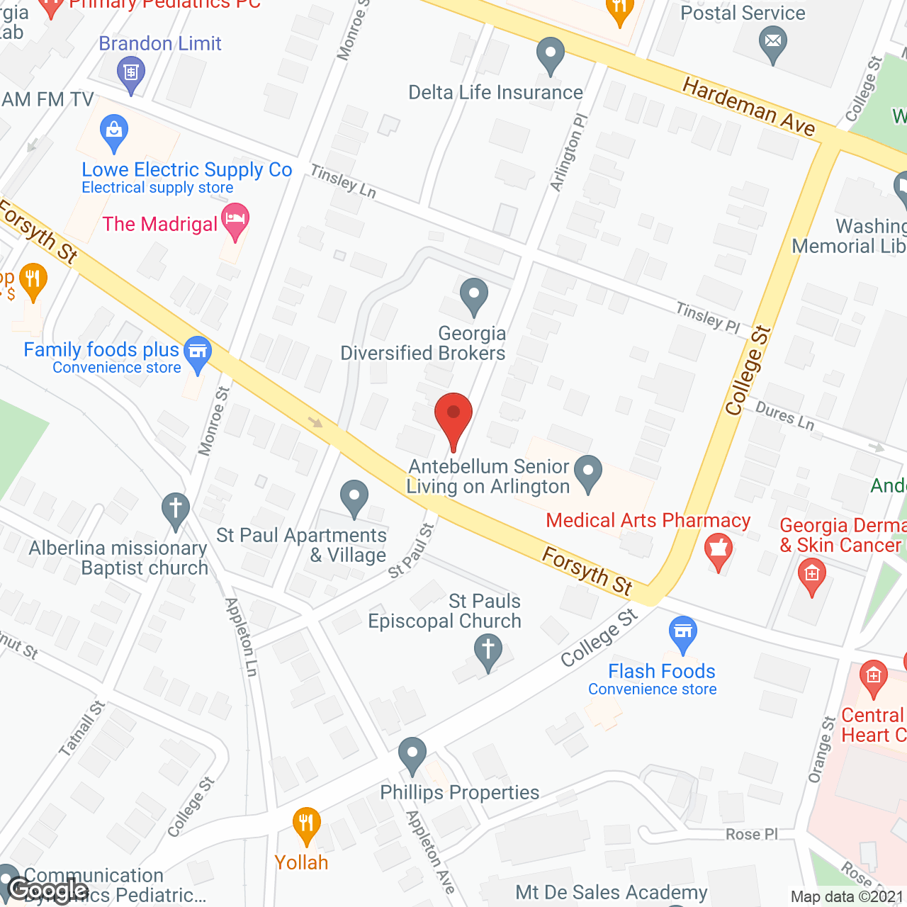 Antebellum on Arlington in google map
