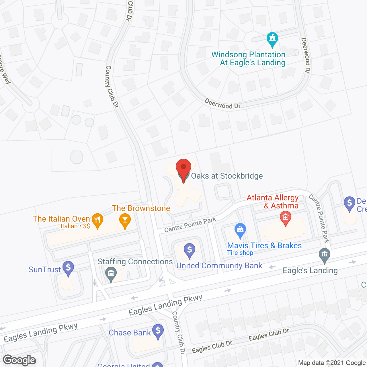 Oaks at Stockbridge in google map