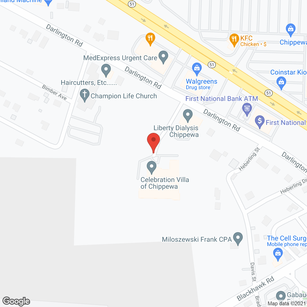 Celebration Villa of Chippewa in google map