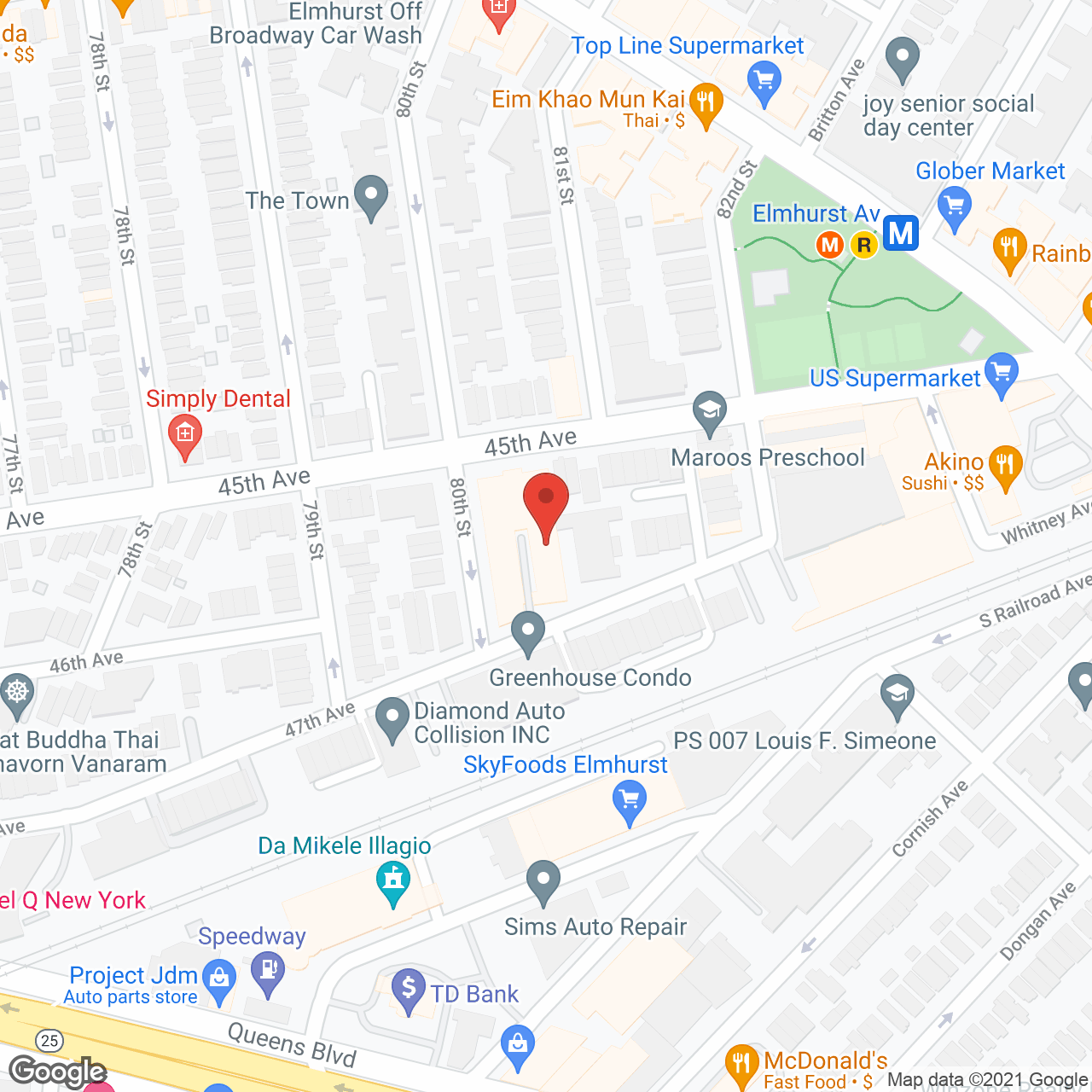 Queens Adult Care Center in google map