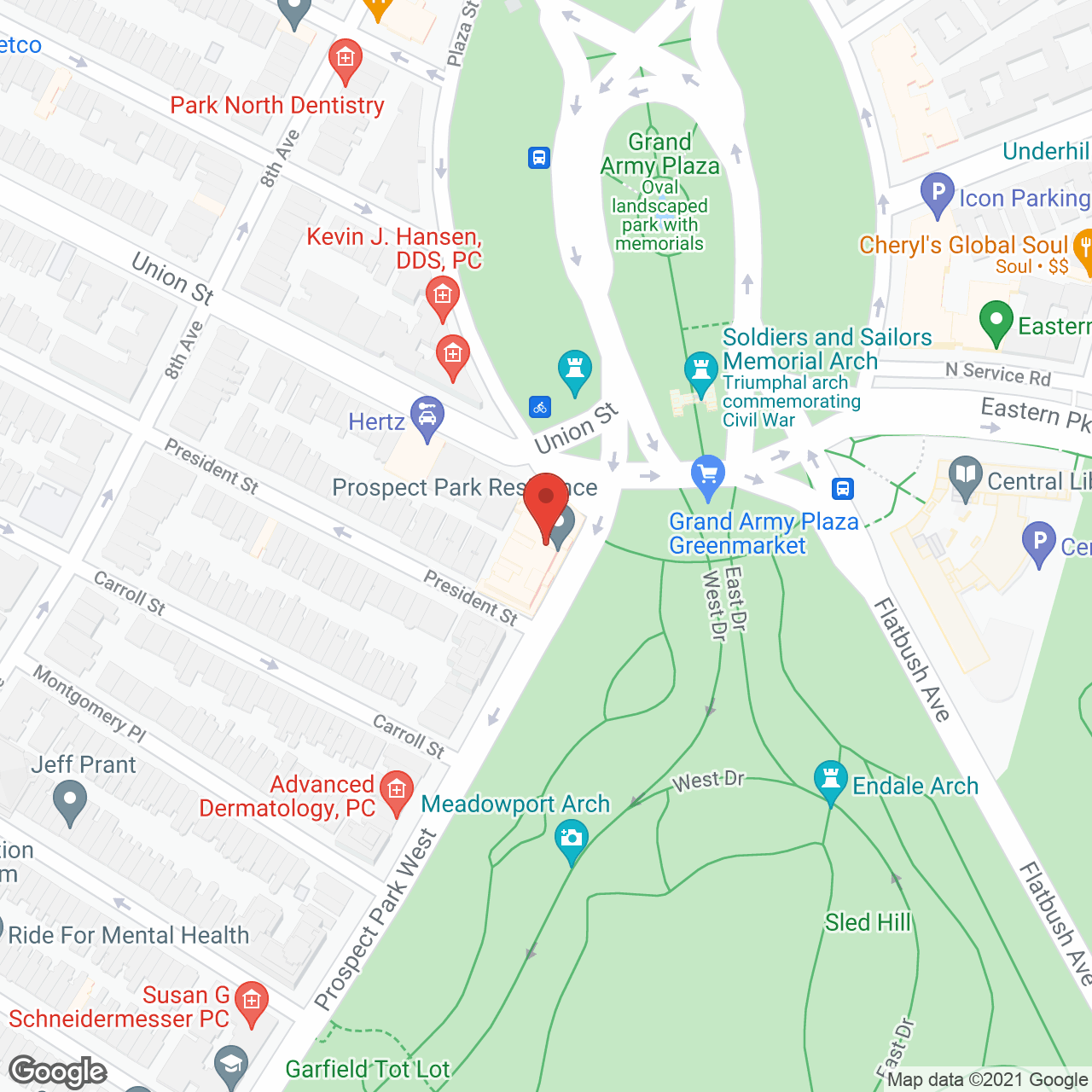 Prospect Park Residence in google map
