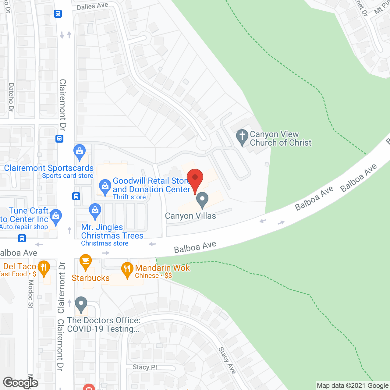 Canyon Villas in google map