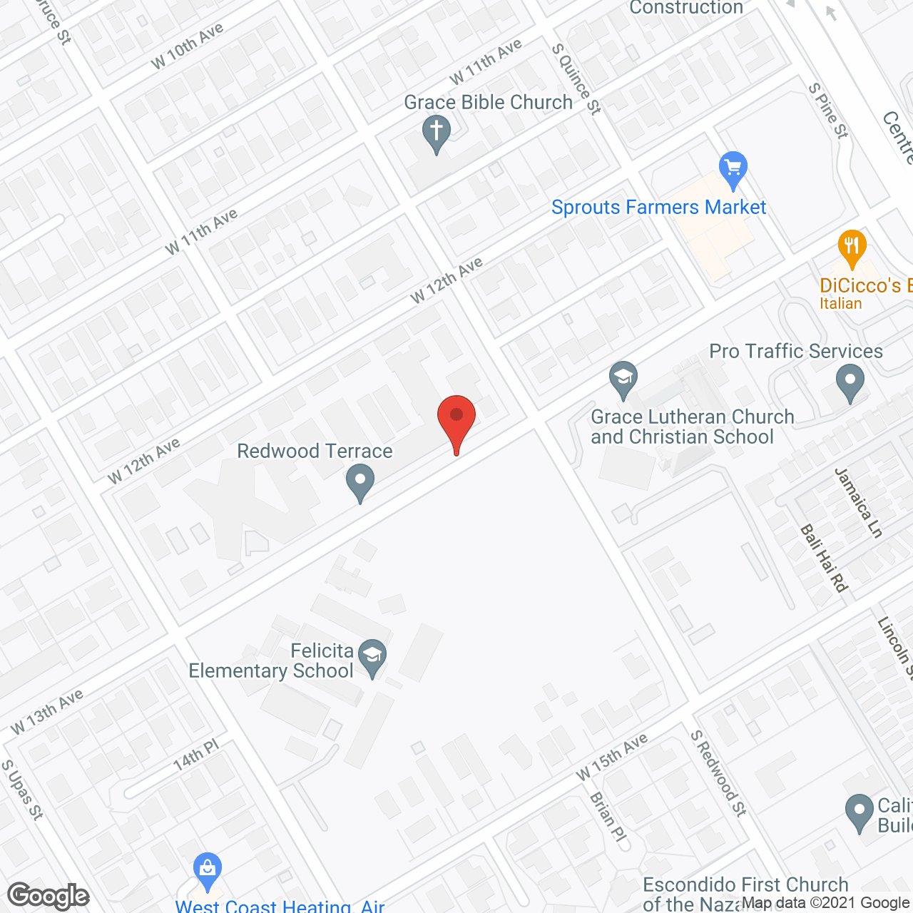 Redwood Terrace,  a CCRC in google map