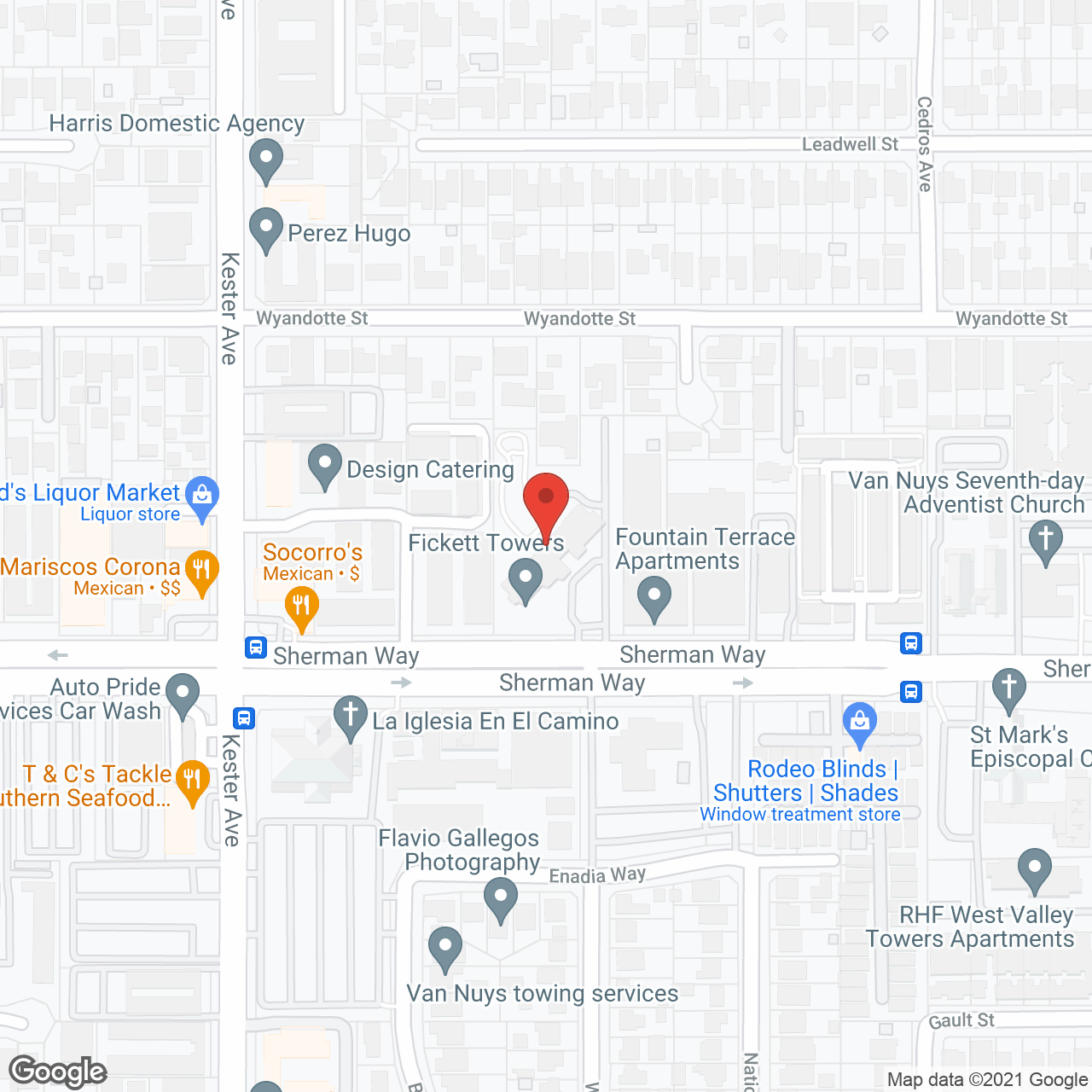 Fickett Towers in google map