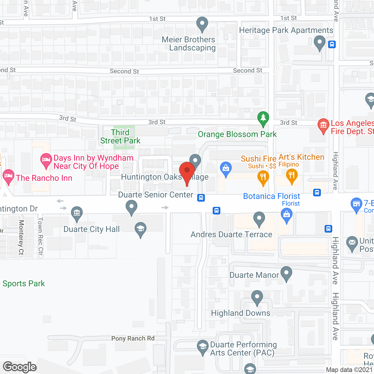 Huntington Oaks Village in google map