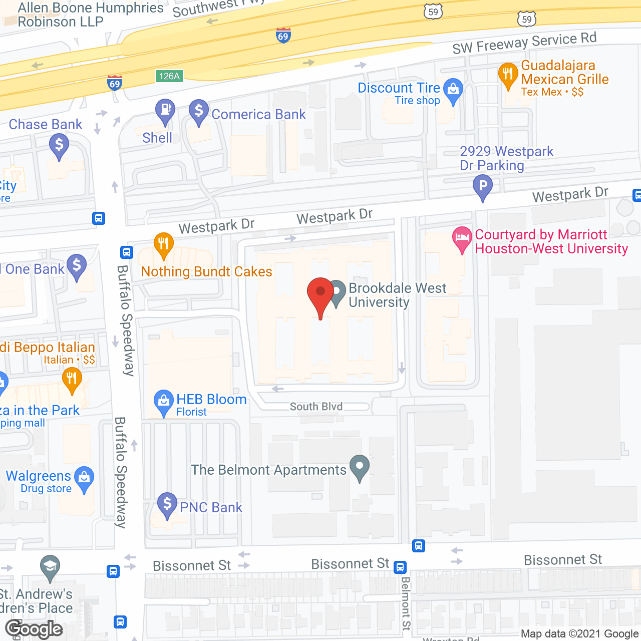 Brookdale West University in google map