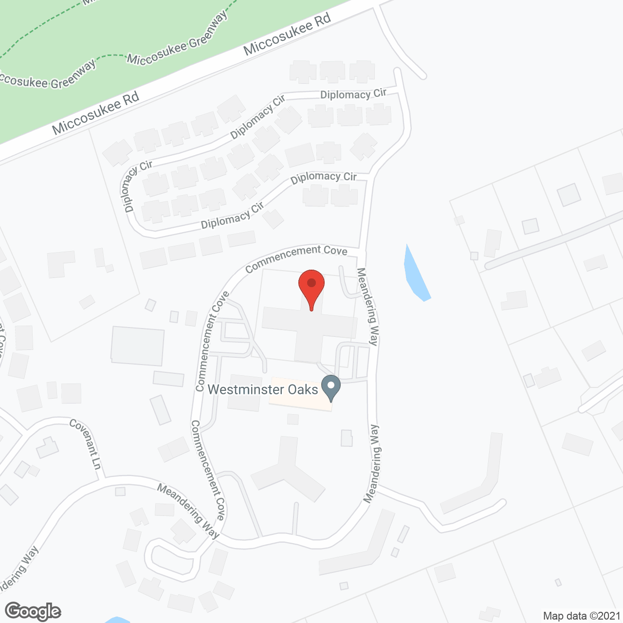 Westminster Oaks,  a CCRC in google map