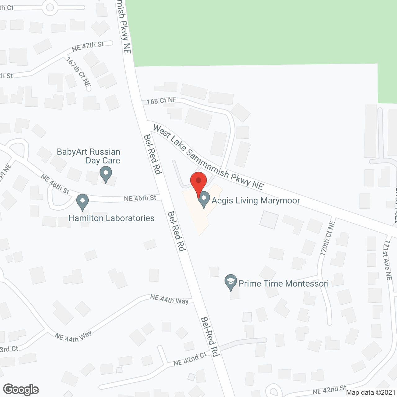 Aegis at Marymoor in Redmond in google map