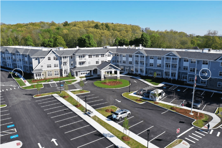 The Woods at Merrimack Retirement Community aerial view of community